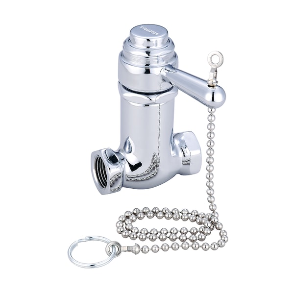 Self-Close Shower Straight Stop, NPT, Polished Chrome, Weight: 1.8